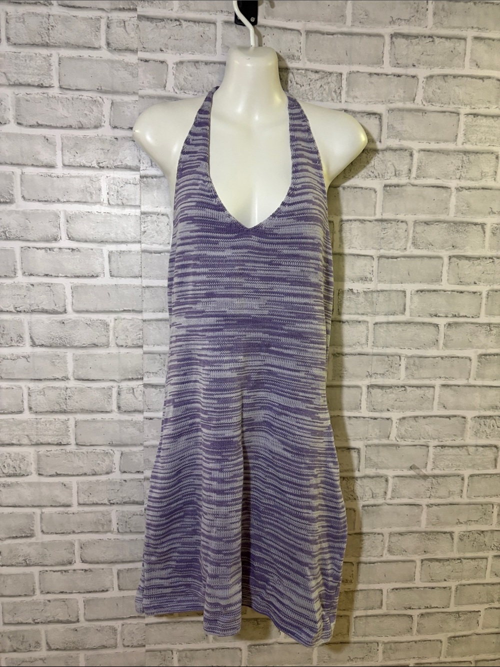 Striped Lavender Halter Knit Top, size XL
